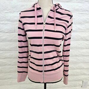Divided by H&M Hoodie Sweatshirt 8 Juniors Small Medium Pink Black Stripe Zip